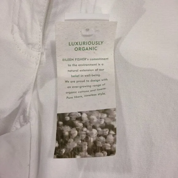 NEW! Eileen Fisher Straight Leg Jeans Womens Size XS White Stretch Canvas Undyed