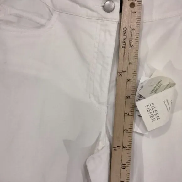 NEW! Eileen Fisher Straight Leg Jeans Womens Size XS White Stretch Canvas Undyed