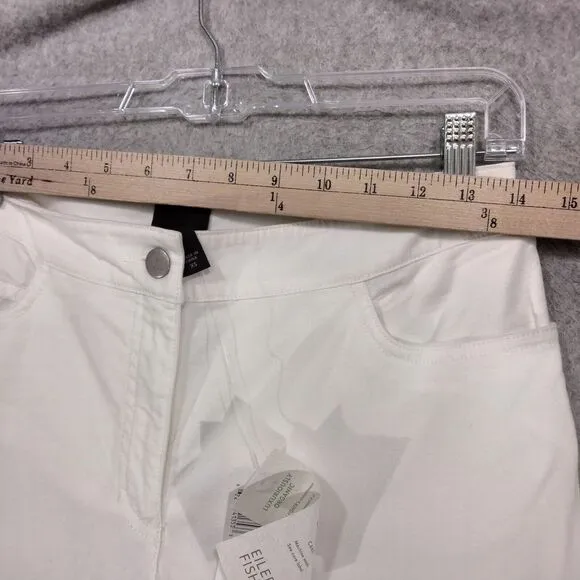 NEW! Eileen Fisher Straight Leg Jeans Womens Size XS White Stretch Canvas Undyed