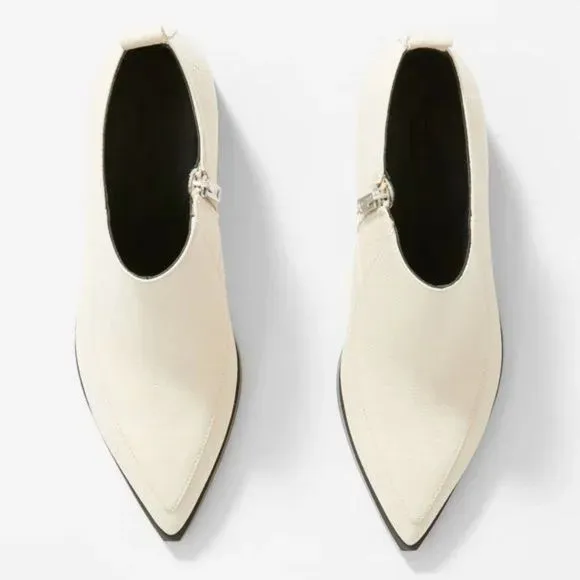 NEW Everlane Ankle Boot/ The Boss Bootie in Bone/ Italian Leather /Size 7.5