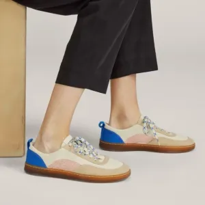 NEW Everlane Lapis Blue Classic Red Tread Bare Canvas Sneaker in Size 6
