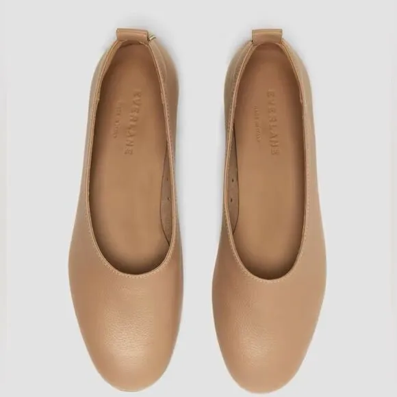 NEW EVERLANE THE day Glove Leather Flats in Tan