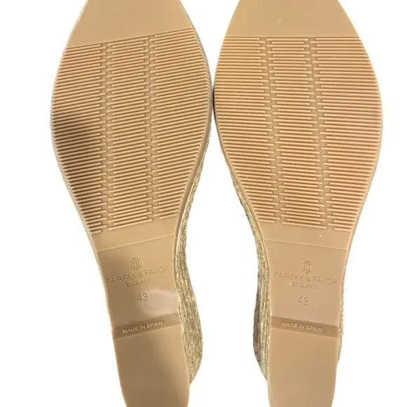 NEW Fairfax &amp; Favor England Navy Blue Suede Women’s Monaco Espadrille Wedges 11