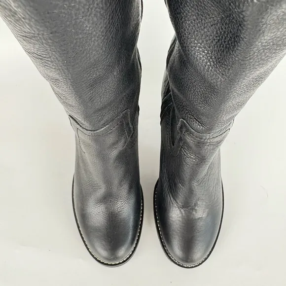 New Free People Black Leather Novak Over the Knee Heeled Boots