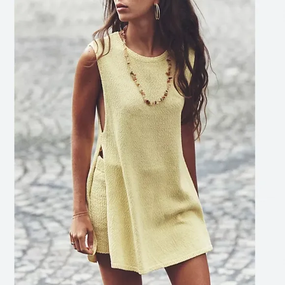 NEW Free People Miranda Sweater Co-Ord Two-Piece Set - Mellow Yellow XSmall