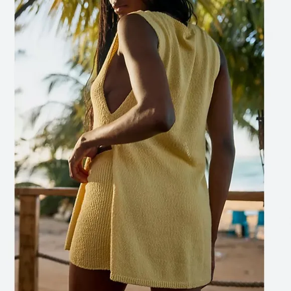 NEW Free People Miranda Sweater Co-Ord Two-Piece Set - Mellow Yellow XSmall