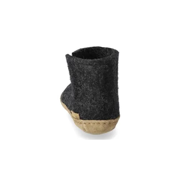 NEW GLERUPS kids felt boots with leather sole in charcoal