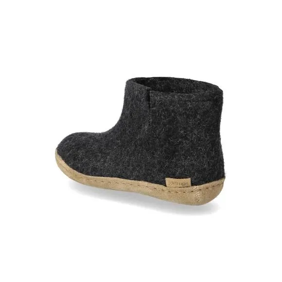 NEW GLERUPS kids felt boots with leather sole in charcoal