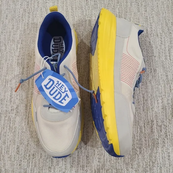 NEW Hey Dude Sirocco Alta Neon Heather Grey Yellow Shoes Slip On Men US Size 13
