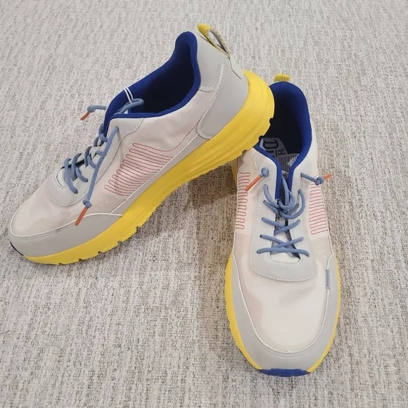 NEW Hey Dude Sirocco Alta Neon Heather Grey Yellow Shoes Slip On Men US Size 13