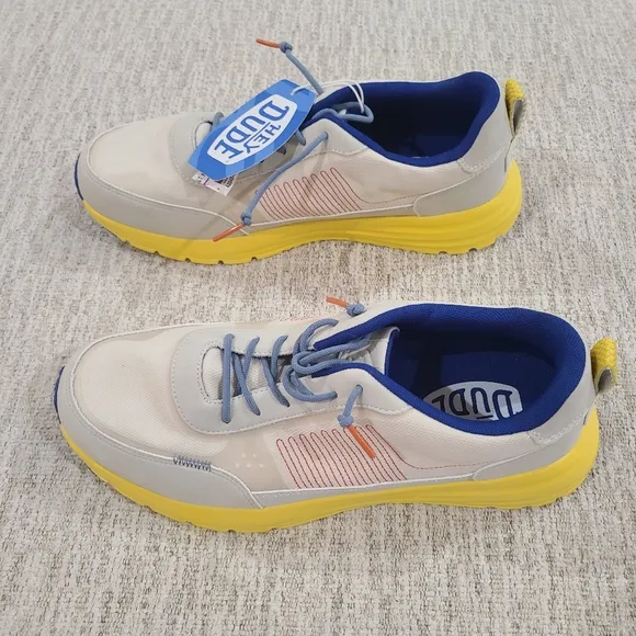 NEW Hey Dude Sirocco Alta Neon Heather Grey Yellow Shoes Slip On Men US Size 13