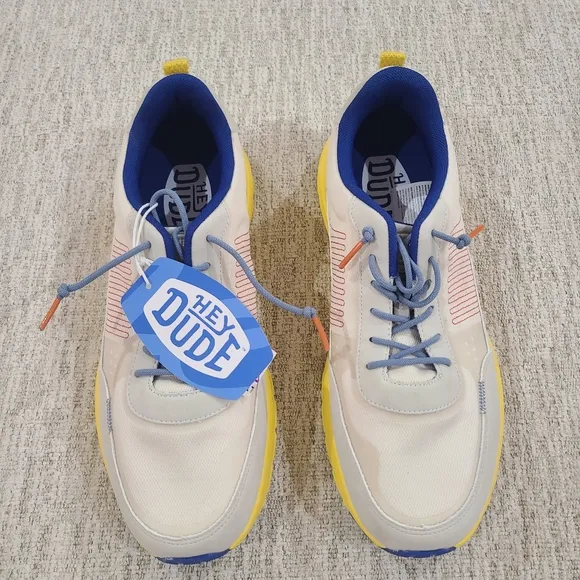 NEW Hey Dude Sirocco Alta Neon Heather Grey Yellow Shoes Slip On Men US Size 13