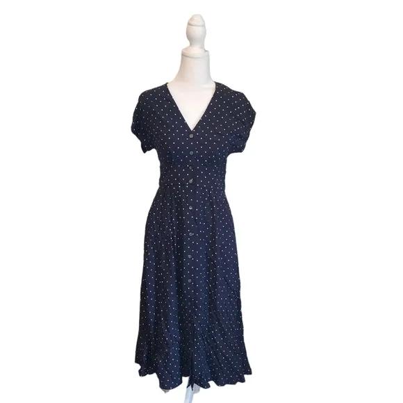 NEW Hobbs London Mini Dot Button Front Spot Midi Dress