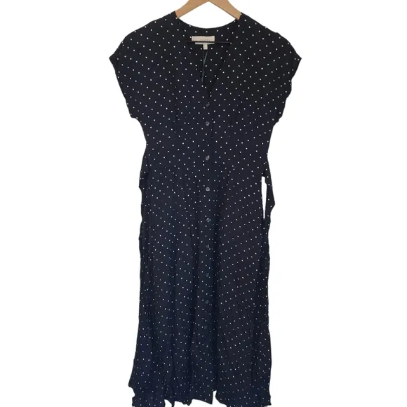 NEW Hobbs London Mini Dot Button Front Spot Midi Dress