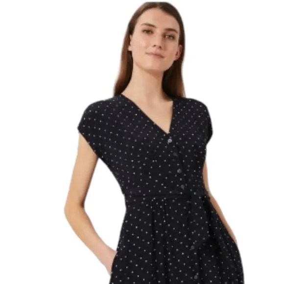NEW Hobbs London Mini Dot Button Front Spot Midi Dress
