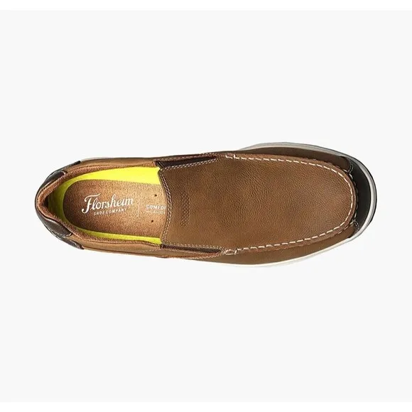 New in Box Florsheim Great Lakes Brown Leather Slip On Boat Shoe Men Sz. 12 Wide