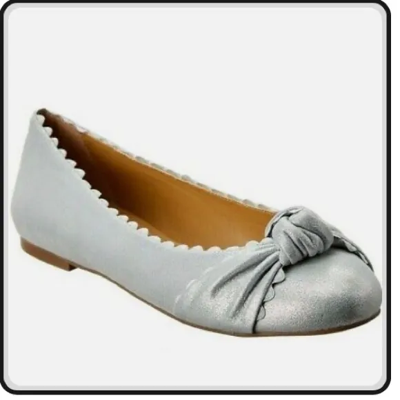 New in box Jack Rogers Holly bow leather ballerina flats in Silver 8.5