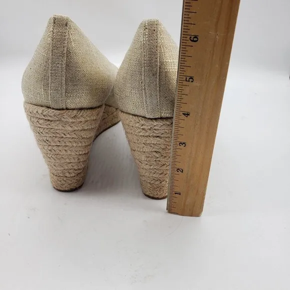 NEW J Crew Seville Espadrille Wedges heels gold Metallic Canvas womens Sz 12