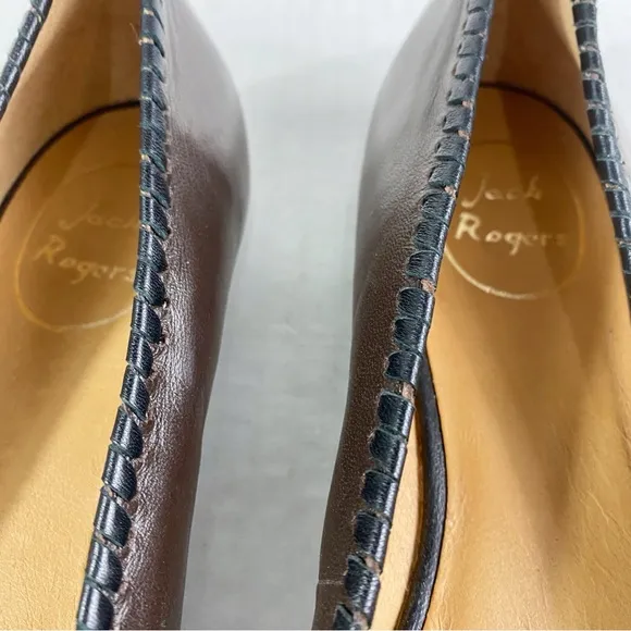 NEW Jack Rogers Waverly Leather Ballet Flats Brown 9