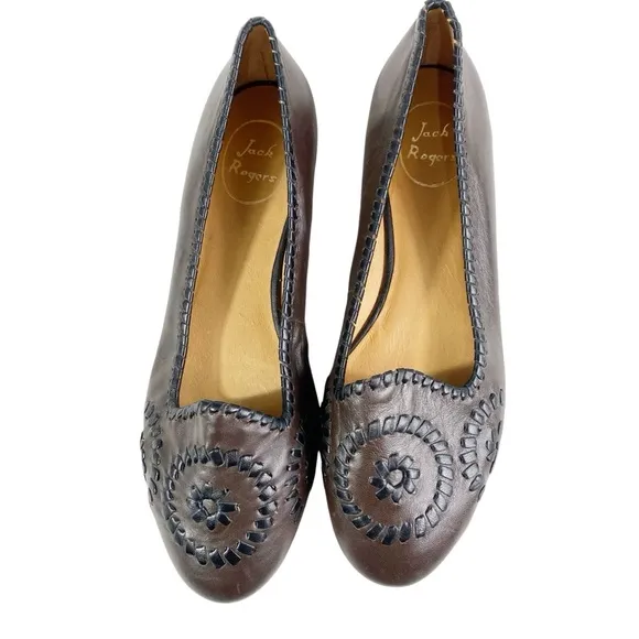 NEW Jack Rogers Waverly Leather Ballet Flats Brown 9