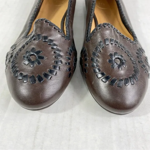NEW Jack Rogers Waverly Leather Ballet Flats Brown 9