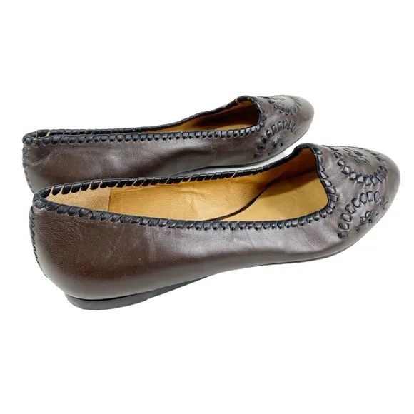 NEW Jack Rogers Waverly Leather Ballet Flats Brown 9
