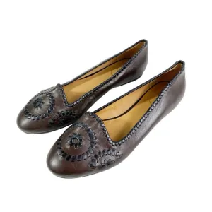 NEW Jack Rogers Waverly Leather Ballet Flats Brown 9