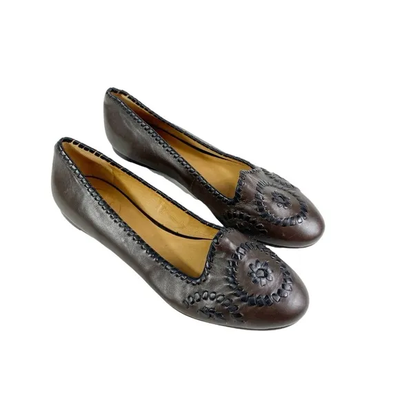 NEW Jack Rogers Waverly Leather Ballet Flats Brown 9