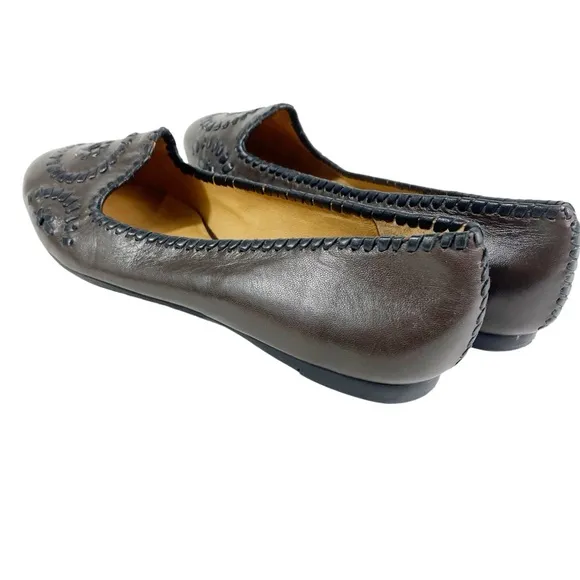 NEW Jack Rogers Waverly Leather Ballet Flats Brown 9