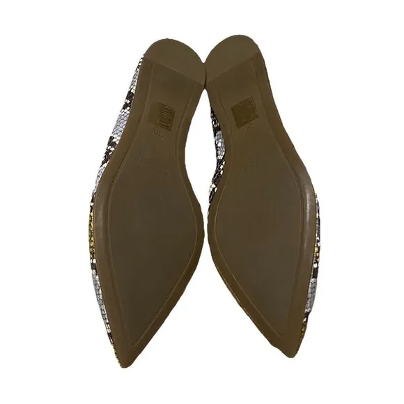 NEW J.CREW LOTTIE FLATS IN SNAKESKIN-PRINTED LEATHER, SZ 10 GOLDBLUEBLACK