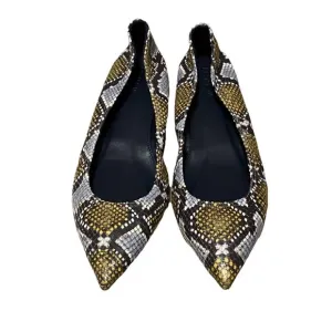 NEW J.CREW LOTTIE FLATS IN SNAKESKIN-PRINTED LEATHER, SZ 10 GOLDBLUEBLACK