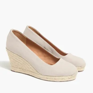 New JCREW Size 8 Canvas Espadrille Wedges in Flax