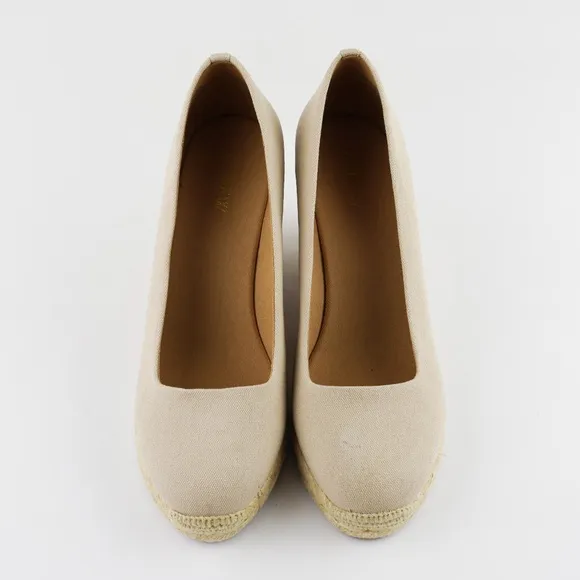 New JCREW Size 8 Canvas Espadrille Wedges in Flax