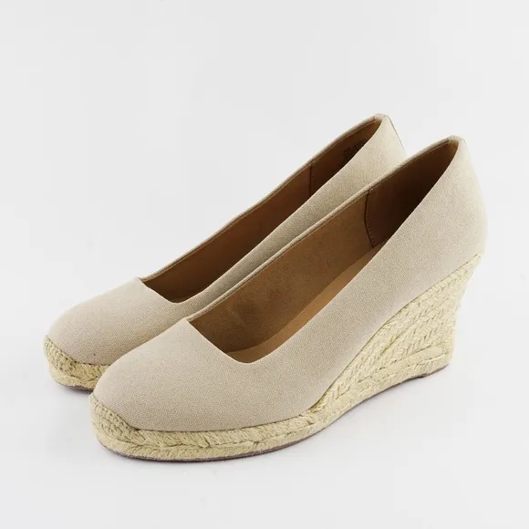 New JCREW Size 8 Canvas Espadrille Wedges in Flax