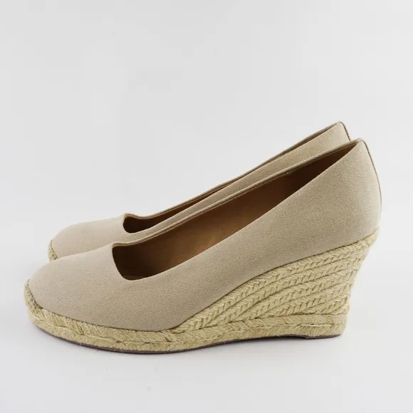 New JCREW Size 8 Canvas Espadrille Wedges in Flax