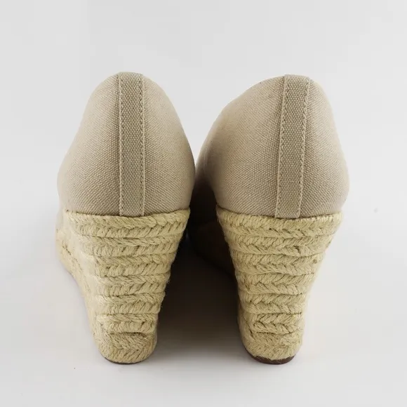 New JCREW Size 8 Canvas Espadrille Wedges in Flax