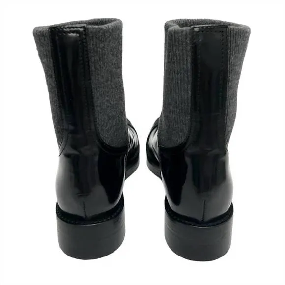 NEW J.CREW women's rib-cuff boots in italian leather in black/grey