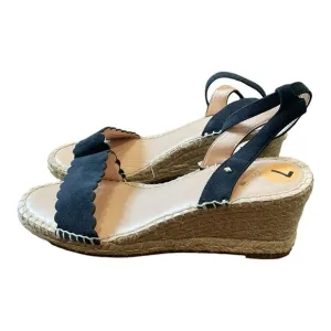 New! kate spade Theodora Espadrille Scallop Black Wedges