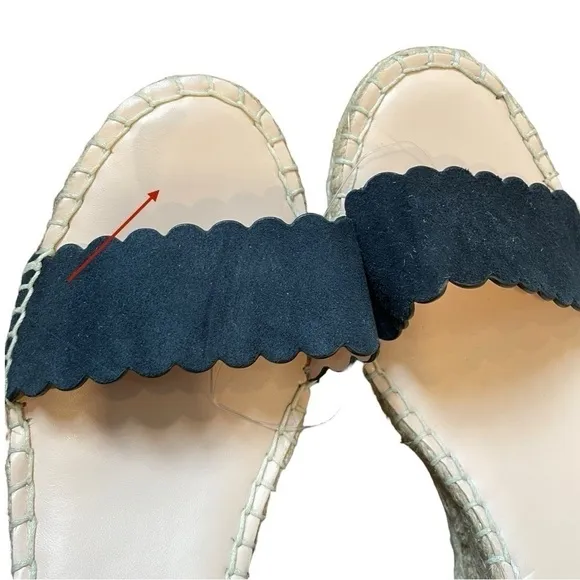 New! kate spade Theodora Espadrille Scallop Black Wedges