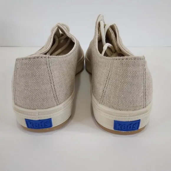 NEW Keds Natural Linen Canvas Lace Up Sneakers Size 7.5M