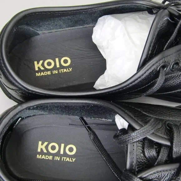NEW KOIO Mens Portofino Shadow Sneakers Tennis Shoes Black Pebble Leather Size 8