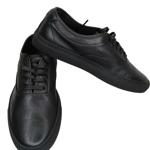 NEW KOIO Mens Portofino Shadow Sneakers Tennis Shoes Black Pebble Leather Size 8