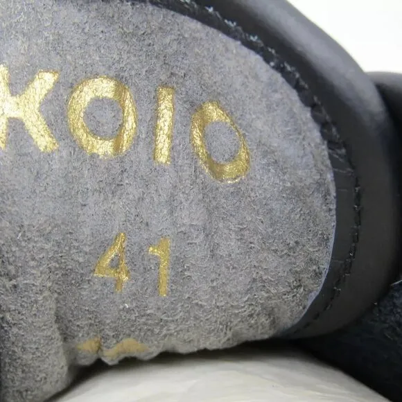NEW KOIO Mens Portofino Shadow Sneakers Tennis Shoes Black Pebble Leather Size 8