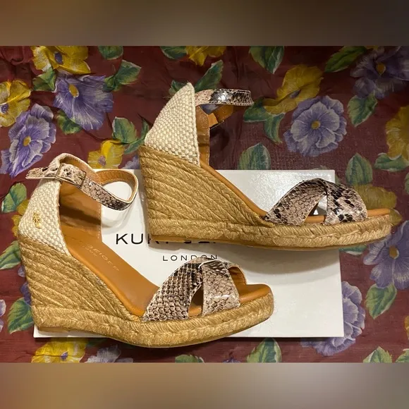 NEW- Kurt Geiger Womens Leona Wedge Espadrille Wedges Sandals Size 7US /37EUR