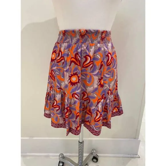 NEW LA PLAGE flip short skirt in dusty plum floral