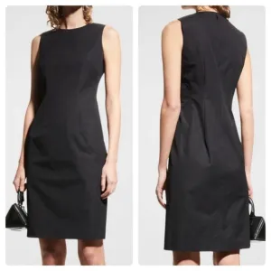 New Lafayette 148 Virgin Wool Dress Leather Trim Exposed Stitching Size XL