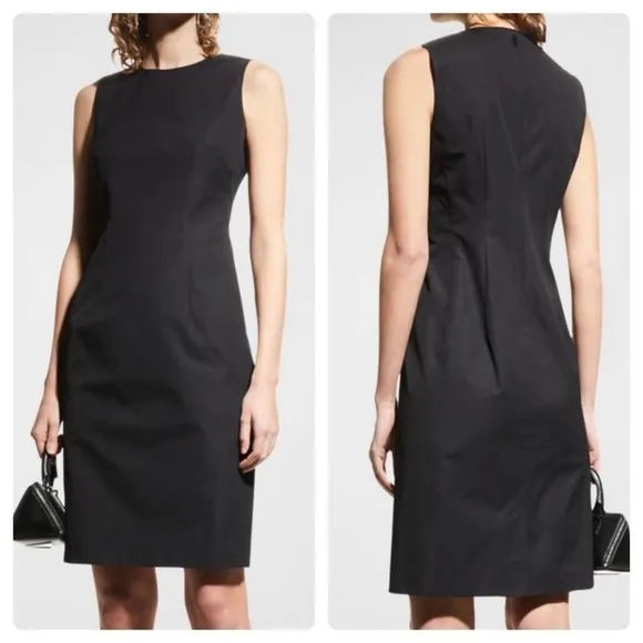New Lafayette 148 Virgin Wool Dress Leather Trim Exposed Stitching Size XL