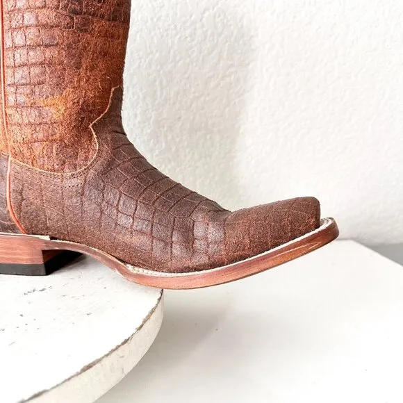 NEW Lane Capitan Mens Brown Cowboy Boots TULSA 8D Leather Western Cutter Toe 11&quot;