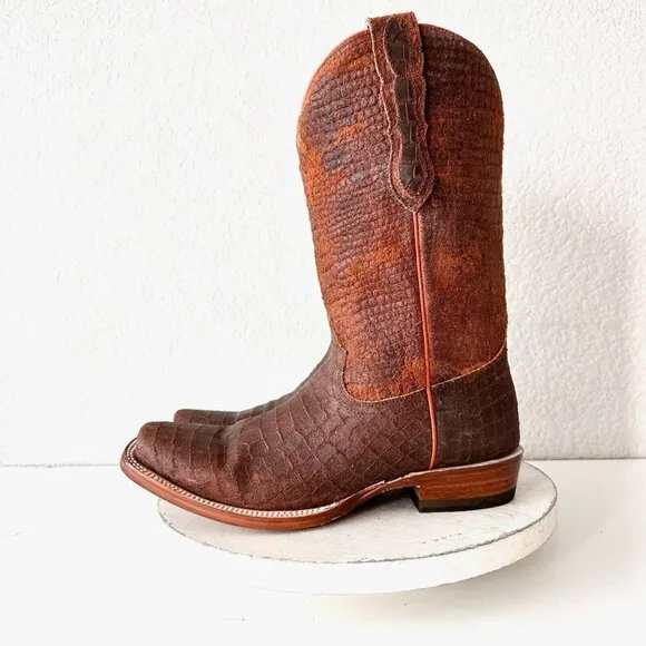 NEW Lane Capitan Mens Brown Cowboy Boots TULSA 8D Leather Western Cutter Toe 11&quot;
