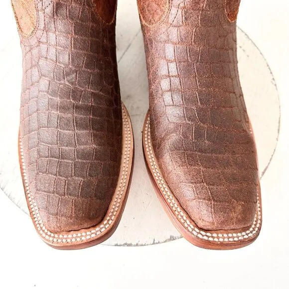 NEW Lane Capitan Mens Brown Cowboy Boots TULSA 8D Leather Western Cutter Toe 11&quot;